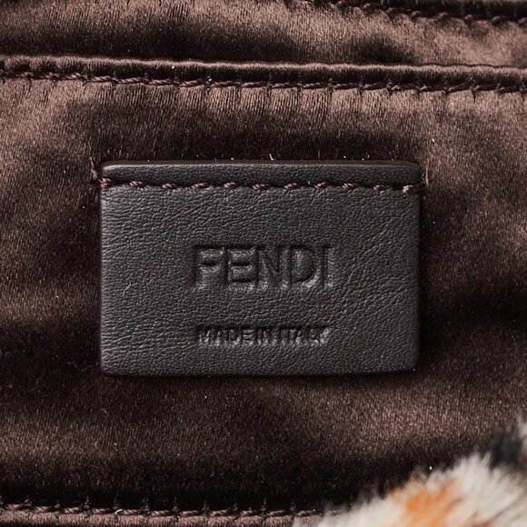 Fendi White/Brown/Black Leopard Print Calf Hair Baguette Crossbody Phone Bag ... - Picture 8 of 10